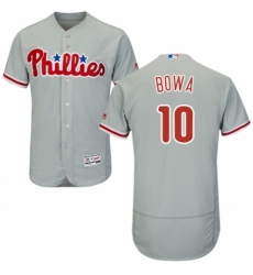Men's Majestic Philadelphia Phillies #10 Larry Bowa Grey Road Flex Base Authentic Collection MLB Jersey