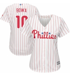 Women's Majestic Philadelphia Phillies #10 Larry Bowa Authentic White/Red Strip Home Cool Base MLB Jersey