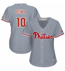 Women's Majestic Philadelphia Phillies #10 Larry Bowa Replica Grey Road Cool Base MLB Jersey