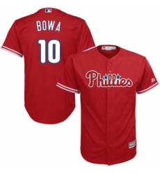 Youth Majestic Philadelphia Phillies #10 Larry Bowa Replica Red Alternate Cool Base MLB Jersey