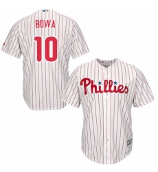 Youth Majestic Philadelphia Phillies #10 Larry Bowa Replica White/Red Strip Home Cool Base MLB Jersey