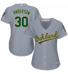 Women's Majestic Oakland Athletics #30 Brett Anderson Replica Grey Road Cool Base MLB Jersey