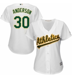 Women's Majestic Oakland Athletics #30 Brett Anderson Replica White Home Cool Base MLB Jersey
