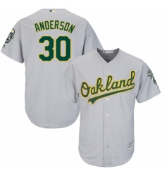 Youth Majestic Oakland Athletics #30 Brett Anderson Replica Grey Road Cool Base MLB Jersey