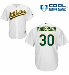 Youth Majestic Oakland Athletics #30 Brett Anderson Replica White Home Cool Base MLB Jersey