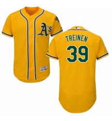 Men's Majestic Oakland Athletics #39 Blake Treinen Gold Alternate Flex Base Authentic Collection MLB Jersey
