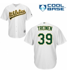 Men's Majestic Oakland Athletics #39 Blake Treinen Replica White Home Cool Base MLB Jersey