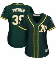Women's Majestic Oakland Athletics #39 Blake Treinen Authentic Green Alternate 1 Cool Base MLB Jersey