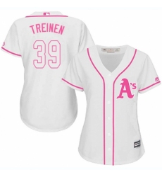 Women's Majestic Oakland Athletics #39 Blake Treinen Replica White Fashion Cool Base MLB Jersey