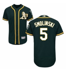 Men's Majestic Oakland Athletics #5 Jake Smolinski Green Alternate Flex Base Authentic Collection MLB Jersey