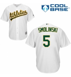 Youth Majestic Oakland Athletics #5 Jake Smolinski Replica White Home Cool Base MLB Jersey