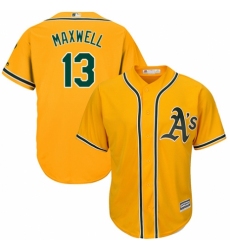 Men's Majestic Oakland Athletics #13 Bruce Maxwell Replica Gold Alternate 2 Cool Base MLB Jersey