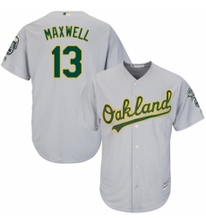 Men's Majestic Oakland Athletics #13 Bruce Maxwell Replica Grey Road Cool Base MLB Jersey
