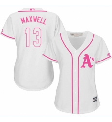Women's Majestic Oakland Athletics #13 Bruce Maxwell Replica White Fashion Cool Base MLB Jersey