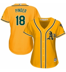 Women's Majestic Oakland Athletics #18 Chad Pinder Authentic Gold Alternate 2 Cool Base MLB Jersey