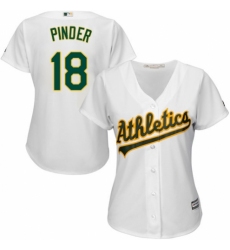 Women's Majestic Oakland Athletics #18 Chad Pinder Authentic White Home Cool Base MLB Jersey