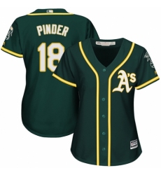 Women's Majestic Oakland Athletics #18 Chad Pinder Replica Green Alternate 1 Cool Base MLB Jersey