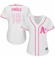 Women's Majestic Oakland Athletics #18 Chad Pinder Replica White Fashion Cool Base MLB Jersey