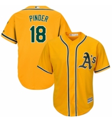 Youth Majestic Oakland Athletics #18 Chad Pinder Replica Gold Alternate 2 Cool Base MLB Jersey