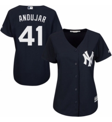 Women's Majestic New York Yankees #41 Miguel Andujar Authentic Navy Blue Alternate MLB Jersey