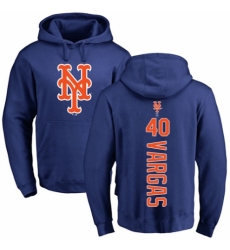 MLB Nike New York Mets #40 Jason Vargas Royal Blue Backer Pullover Hoodie
