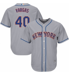 Men's Majestic New York Mets #40 Jason Vargas Replica Grey Road Cool Base MLB Jersey