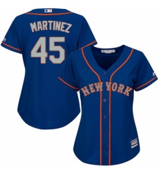 Women's Majestic New York Mets #45 Pedro Martinez Authentic Royal Blue Alternate Road Cool Base MLB Jersey