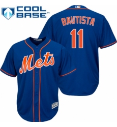 Men's Majestic New York Mets #11 Jose Bautista Replica Royal Blue Alternate Home Cool Base MLB Jersey