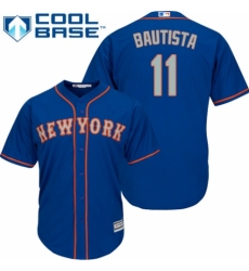 Men's Majestic New York Mets #11 Jose Bautista Replica Royal Blue Alternate Road Cool Base MLB Jersey