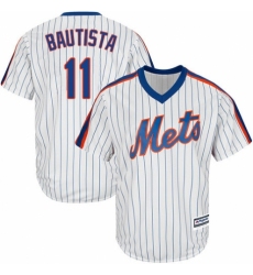 Men's Majestic New York Mets #11 Jose Bautista Replica White Alternate Cool Base MLB Jersey