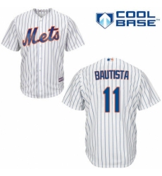 Men's Majestic New York Mets #11 Jose Bautista Replica White Home Cool Base MLB Jersey