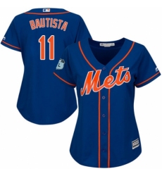 Women's Majestic New York Mets #11 Jose Bautista Authentic Royal Blue Alternate Home Cool Base MLB Jersey