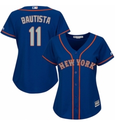 Women's Majestic New York Mets #11 Jose Bautista Authentic Royal Blue Alternate Road Cool Base MLB Jersey