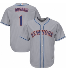 Men's Majestic New York Mets #1 Amed Rosario Replica Grey Road Cool Base MLB Jersey
