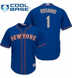 Men's Majestic New York Mets #1 Amed Rosario Replica Royal Blue Alternate Road Cool Base MLB Jersey