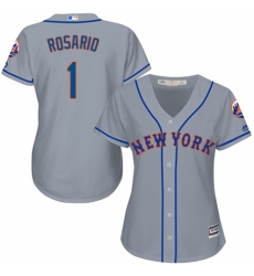 Women's Majestic New York Mets #1 Amed Rosario Authentic Grey Road Cool Base MLB Jersey