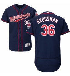 Men's Majestic Minnesota Twins #36 Robbie Grossman Authentic Navy Blue Alternate Flex Base Authentic Collection MLB Jersey