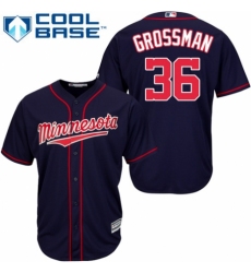 Men's Majestic Minnesota Twins #36 Robbie Grossman Replica Navy Blue Alternate Road Cool Base MLB Jersey