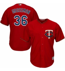 Men's Majestic Minnesota Twins #36 Robbie Grossman Replica Scarlet Alternate Cool Base MLB Jersey