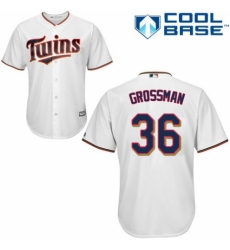 Men's Majestic Minnesota Twins #36 Robbie Grossman Replica White Home Cool Base MLB Jersey