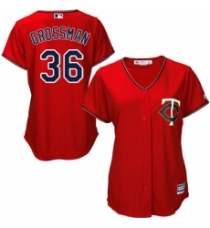 Women's Majestic Minnesota Twins #36 Robbie Grossman Authentic Scarlet Alternate Cool Base MLB Jersey
