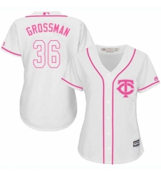Women's Majestic Minnesota Twins #36 Robbie Grossman Authentic White Fashion Cool Base MLB Jersey