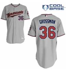 Youth Majestic Minnesota Twins #36 Robbie Grossman Replica Grey Road Cool Base MLB Jersey
