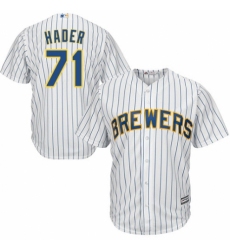 Men's Majestic Milwaukee Brewers #71 Josh Hader Replica White Home Cool Base MLB Jersey