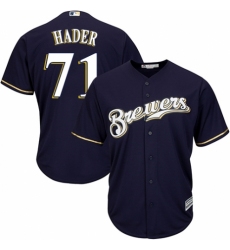 Youth Majestic Milwaukee Brewers #71 Josh Hader Replica White Alternate Cool Base MLB Jersey