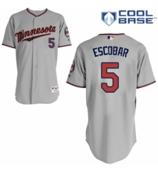 Men's Majestic Minnesota Twins #5 Eduardo Escobar Replica Grey Road Cool Base MLB Jersey