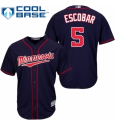 Men's Majestic Minnesota Twins #5 Eduardo Escobar Replica Navy Blue Alternate Road Cool Base MLB Jersey