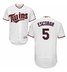 Men's Majestic Minnesota Twins #5 Eduardo Escobar White Home Flex Base Authentic Collection MLB Jersey