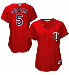 Women's Majestic Minnesota Twins #5 Eduardo Escobar Authentic Scarlet Alternate Cool Base MLB Jersey