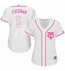 Women's Majestic Minnesota Twins #5 Eduardo Escobar Replica White Fashion Cool Base MLB Jersey
